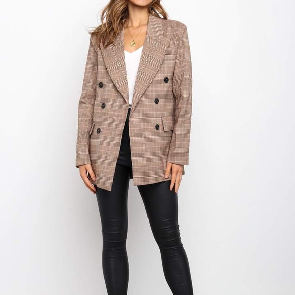 Petal & Pup Jackets & Blazers - Beige plaid blazer